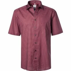 Angebote 🔔 OLYMP Luxor Comfort Fit 1104/72/35 Kurzarmhemd, Baumwolle, Barolo-marine gemustert, Rot 🌟