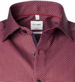 Angebote 🔔 OLYMP Luxor Comfort Fit 1104/72/35 Kurzarmhemd, Baumwolle, Barolo-marine gemustert, Rot 🌟 -Hemden Verkaufsgeschäft 360745 norm2