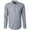 Aktion 🤩 BOSS Hemd Ronni 50449144/402 Slim Fit, Leinen-Stretch, Blau meliert, Dunkelblau 🔔