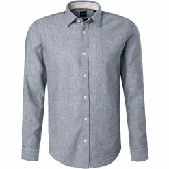 Aktion 🤩 BOSS Hemd Ronni 50449144/402 Slim Fit, Leinen-Stretch, Blau meliert, Dunkelblau 🔔