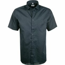 Bestes Angebot ⭐ Seidensticker Hemd 198809/19 Kurzarmhemd, Regular Fit, Popeline, Blau gemustert, Nachtblau 🎉