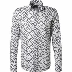 Budget 😀 fakts Hemd 6006/117 Slim Fit, Baumwolle, Weiß-blau gemustert, Weiß 🛒