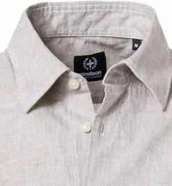 Neu 💯 Strellson Hemd Corvin 30026190/270 Kurzarmhemd, Baumwolle-Leinen, Braun, Sandbraun ✔️ -Hemden Verkaufsgeschäft 361971 norm2