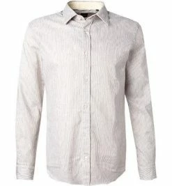Brandneu 🎉 BOSS Hemd Ronni 50449144/268 Slim Fit, Leinen-Stretch, Beige gestreift, Beige 🎁 -Hemden Verkaufsgeschäft 362286 norm