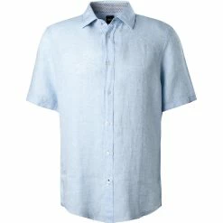 Neu ❤️ BOSS Hemd Luka 50448869/450 Kurzarmhemd, Regular Fit, Reines Leinen, Blau meliert, Blau 🧨