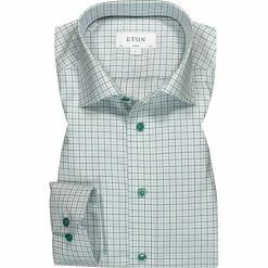 Bestpreis 🥰 ETON Hemd 1000/02302/65 Classic Fit, Twill, Grün-weiß kariert, Grün-blau 🔔