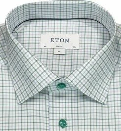 Bestpreis 🥰 ETON Hemd 1000/02302/65 Classic Fit, Twill, Grün-weiß kariert, Grün-blau 🔔 -Hemden Verkaufsgeschäft 362363 norm2