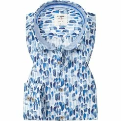 Am billigsten 🌟 OLYMP Casual Level Five Body Fit 3008/74/00 Hemd, Popeline, Weiß-marine gemustert, Weiß 🧨