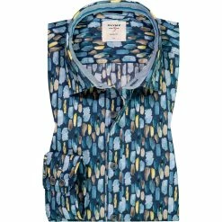 Bester Verkauf 🎉 OLYMP Casual Level Five Body Fit 3008/74/18 Hemd, Popeline, Marine gemustert, Marine 👍