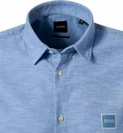 Bestpreis 💯 BOSS Hemd Magneton 50441345/460 Kurzarmhemd, Slim Fit, Baumwolle, Bleu meliert, Blau 💯 -Hemden Verkaufsgeschäft 362975 norm2