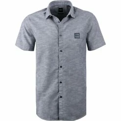 Bestpreis 🧨 BOSS Hemd Magneton 50441345/404 Kurzarmhemd, Slim Fit, Baumwolle, Dunkelblau meliert, Dunkelblau 😍