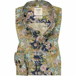 Brandneu ✔️ OLYMP Level Five Body Fit smartbusiness 3502/74/18 Hemd, Baumwolle, Multicolor gemustert, Marine 😉