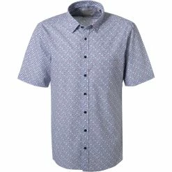 Großhandel ⭐ Haupt Hemd 7112828222/40707 Kurzarmhemd, Regular Fit, Baumwolle, Blau-weiß gemustert, Blau-weiß-rot ⭐
