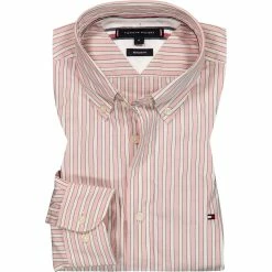 Auslauf 😉 Tommy Hilfiger Hemd MW0MW17568/0D1 Regular Fit, Popeline, Weiß-pink gestreift, Pink 🛒