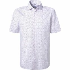 Schlussverkauf 🛒 Seidensticker Hemd 198001/46 Kurzarmhemd, Regular Fit, Popeline, Weiß gemustert, Rot-weiß 🧨