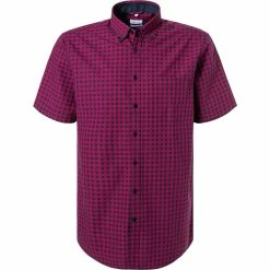 Schlussverkauf 🧨 Seidensticker Hemd 199013/48 Kurzarmhemd, Regular Fit, Popeline, Bordeaux kariert, Bordeaux-schwarz ❤️