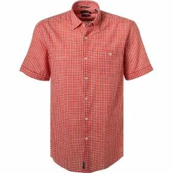 Am billigsten ✔️ Pierre Cardin Hemd 53916/000/27576/9023 Kurzarmhemd, Modern Fit, Baumwolle, Orange kariert, Orange 😀