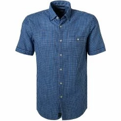 Coupon ✨ Pierre Cardin Hemd 53916/000/27576/9051 Kurzarmhemd, Modern Fit, Baumwolle, Blau kariert, Blau 🔔