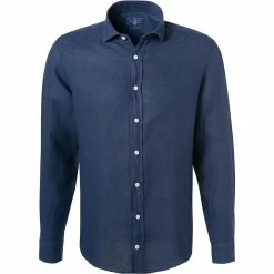 Auslauf 🛒 HACKETT Hemd HM308745/5PF Slim Fit, Reines Leinen, Nachtblau 🎁