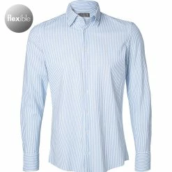 Großhandel ✔️ fakts Hemd 6013/213 Slim Fit, Jersey geruchshemmend, Hellblau-weiß gestreift, Hellblau ⌛