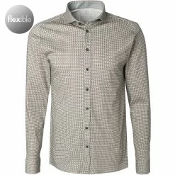 Bestpreis 💯 DESOTO Hemd New Hai 43307-3/805 Jersey, Beige gemustert, Weiß-beige 👏