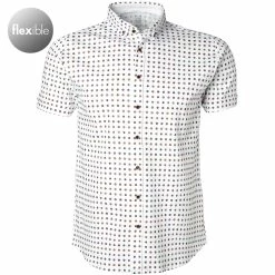 Großhandel 🛒 DESOTO Hemd Modern B.D. 43031-3/304 Kurzarmhemd, Jersey, Weiß gemustert, Weiß ⌛