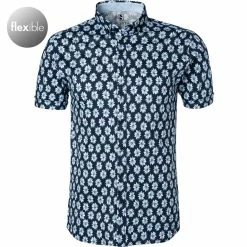 Blitzangebot 😉 DESOTO Hemd Modern B.D. 41131-3/541 Kurzarmhemd, Jersey, Navy gemustert, Navy-blau 😉