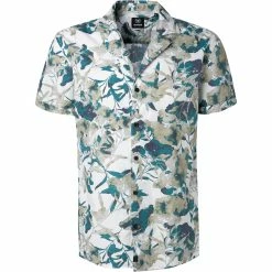 Schlussverkauf 🧨 Strellson Hemd Cray 30026183/320 Kurzarmhemd, Baumwolle, Weiß-grün gemustert, Weiß-grün 🧨