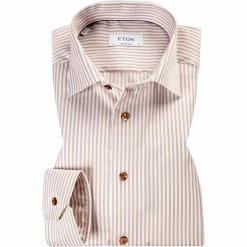 Angebote 🎁 ETON Hemd 1000/02202/ Contemporary Fit, Baumwolle, Weiß-braun gestreift, Weiß-braun ✔️