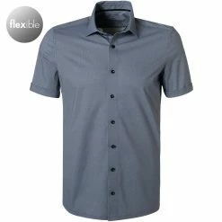 Auslauf 🔥 OLYMP Luxor Modern Fit 1252/72/18 Kurzarmhemd, Jersey geruchshemmend, Marineblau gemustert, Marine ✔️