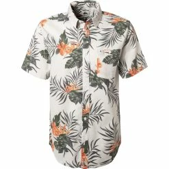 Budget 😍 Quiksilver Hemd EQYWT04133/WBB6 Kurzarmhemd, Regular Fit, Baumwolle, Ecru gemustert, Weiß 🛒