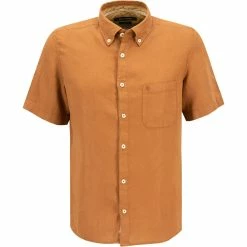 Rabatt 🎁 Marc O'Polo Hemd 123 7428 41014/768 Kurzarmhemd, Regular Fit, Reines Leinen, Braun 🌟