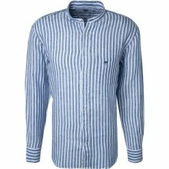 Aktion 😀 Fynch-Hatton Hemd 1121 6048/6041 Casual Fit, Reines Leinen, Weiß-blau gestreift, Weiß-blau 👍