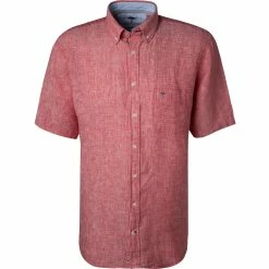 Budget 👏 Fynch-Hatton Hemd 1121 6031/6032 Kurzarmhemd, Casual Fit, Reines Leinen, Rot meliert, Tomatenrot 🛒