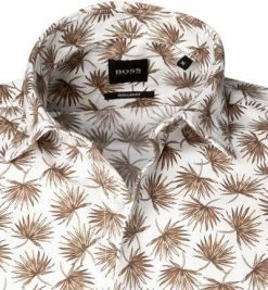 Am billigsten ❤️ BOSS Hemd Rash 50448073/263 Kurzarmhemd, Baumwoll-Stretch, Weiß-hellbraun gemustert, Khaki 🥰 -Hemden Verkaufsgeschäft 365683 norm2
