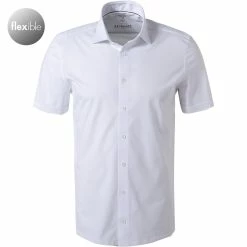 Angebote 😍 OLYMP Level Five Body Fit 2008/62/00 Kurzarmhemd, Jersey geruchshemmend, Weiß ⭐