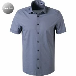 Besorgen 🎁 OLYMP Level Five Body Fit 2014/72/18 Kurzarmhemd, Jersey geruchshemmend, Dunkelblau-weiß gemustert , Marine ❤️