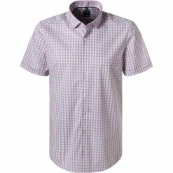 Budget 👍 OLYMP Level Five Body Fit 2082/72/81 Kurzarmhemd, Baumwolle, Rosa-grün kariert, Pink 🥰