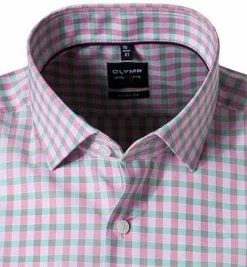 Budget 👍 OLYMP Level Five Body Fit 2082/72/81 Kurzarmhemd, Baumwolle, Rosa-grün kariert, Pink 🥰 -Hemden Verkaufsgeschäft 365824 norm2