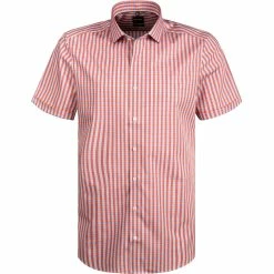 Schlussverkauf 👍 OLYMP Level Five Body Fit 2082/72/35 Kurzarmhemd, Baumwolle, Rot-blau kariert, Rot 🥰