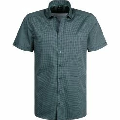 Rabatt 🔥 OLYMP Level Five Body Fit 2104/72/45 Kurzarmhemd, Baumwolle, Nachtblau-grün gemustert, Grün 🌟