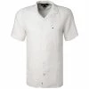 Budget ✔️ Tommy Hilfiger Hemd MW0MW18385/YBR Kurzarmhemd, Regular Fit, Reines Leinen, Weiß 🎁