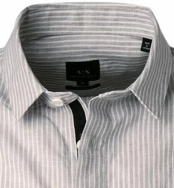 Schlussverkauf 💯 ARMANI EXCHANGE Hemd 3KZC29/ZNLNZ/5966 Kurzarmhemd, Regular Fit, Leinen, Hellgrau-weiß gestreift, Hellgrau-weiß 💯 -Hemden Verkaufsgeschäft 366283 norm2