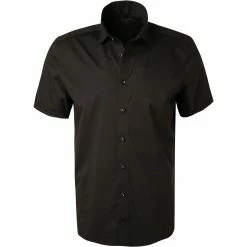 Budget 🎉 OLYMP Level Five Body Fit 2008/62/18 Kurzarmhemd, Baumwolle, Schwarz, Marine ✔️