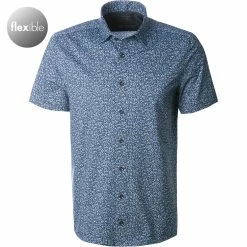 Rabatt 🥰 OLYMP Level Five Body Fit 2036/72/18 Kurzarmhemd, Jersey geruchshemmend, Marine gemustert, Marine 🔥