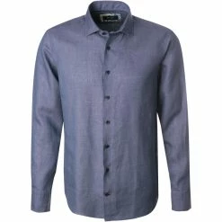 Besorgen 🎁 OLYMP Signature Tailored Fit 8548/74/14 Hemd, Reines Leinen, Nachtblau 🎁