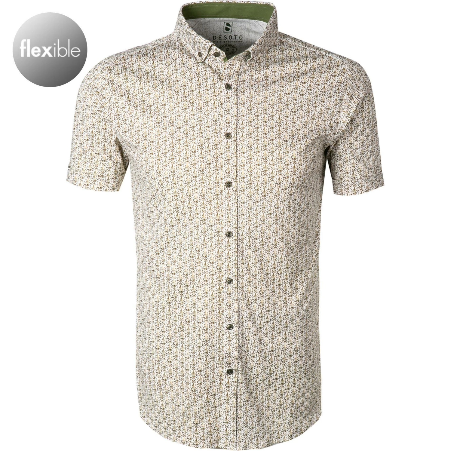 Auslauf 🤩 DESOTO Hemd Modern B.D. 43131-3/609 Kurzarmhemd, Jersey, Weiß-grün gemustert, Weiß-grün 😉 1 Auslauf 🤩 DESOTO Hemd Modern B.D. 43131-3/609 Kurzarmhemd, Jersey, Weiß-grün gemustert, Weiß-grün 😉