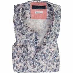 Brandneu 😍 Daniel Hechter Hemd 60254/111612/645 Modern Fit, Reines Leinen, Blau-wollweiß gemustert, Blau-rot ✨