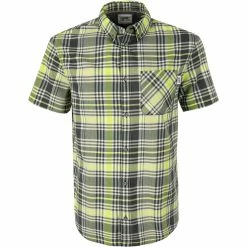 Coupon ⭐ TOMMY 👖 JEANS Hemd DM0DM10163/ABM Kurzarmhemd, Bio Baumwolle, Hellgrün kariert, Hellgrün 💯