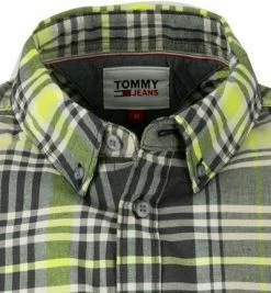Coupon ⭐ TOMMY 👖 JEANS Hemd DM0DM10163/ABM Kurzarmhemd, Bio Baumwolle, Hellgrün kariert, Hellgrün 💯 -Hemden Verkaufsgeschäft 367172 norm2